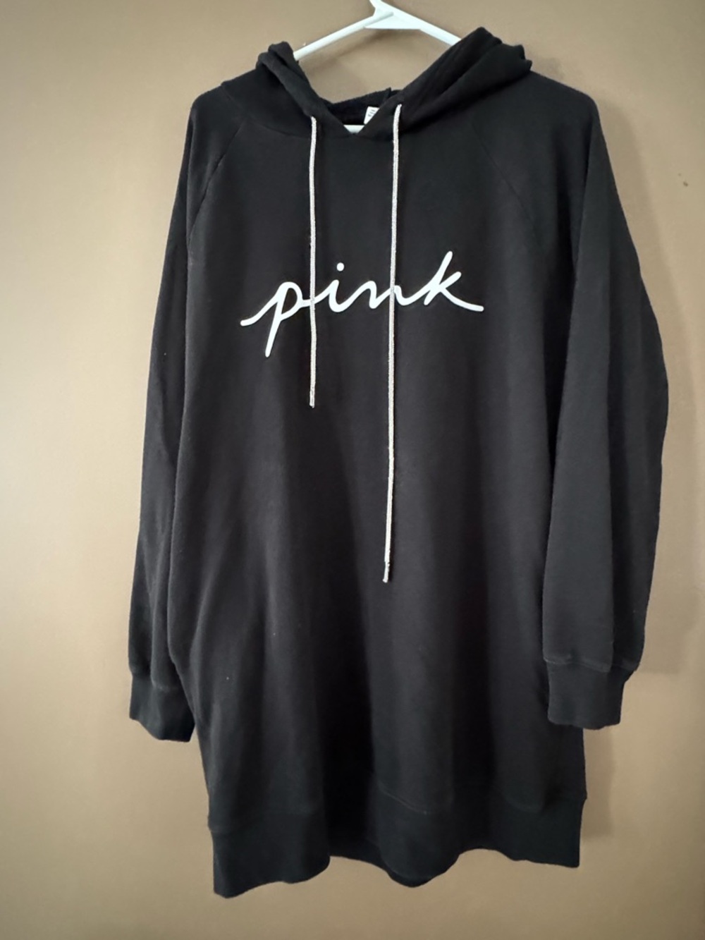 PINK Victoria's Secret Black Hoodie Sweatshirt with White Script
